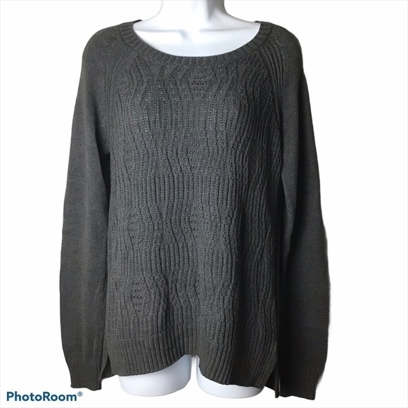 𝅺stylus Cable Knit Gray Sweater - Picture 1 of 5